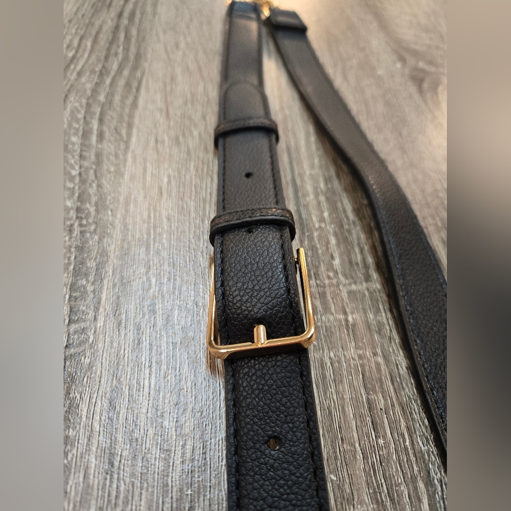 Anne Klein Black Crossbody Strap with Gold Hardware
